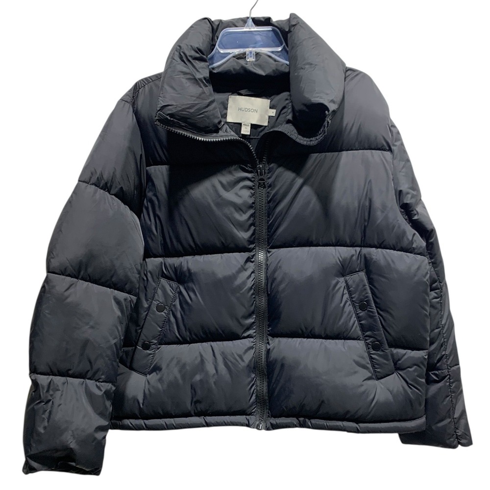 HUDSON Black Puffer Jacket Stand Collar Full Zip Women's Size Medium‎